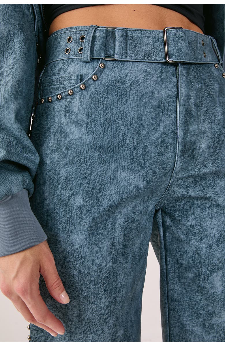 NASTY GAL Studded Detail Belted Trouser, Alternate, color, Blue