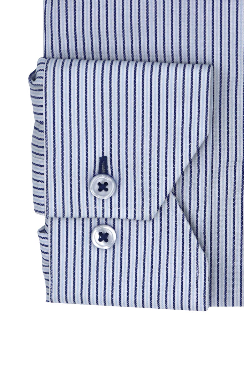 Lorenzo Uomo Trim Fit Stripe Cotton Dress Shirt, Alternate, color, Light Blue/ Navy