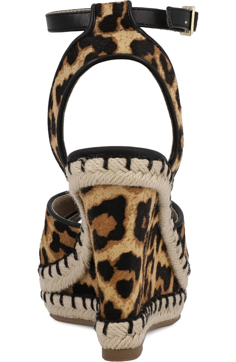 MIA Mallorca Ankle Strap Espadrille Genuine Calf Hair Platform Wedge Sandal, Alternate, color, Leopard Calf Hair