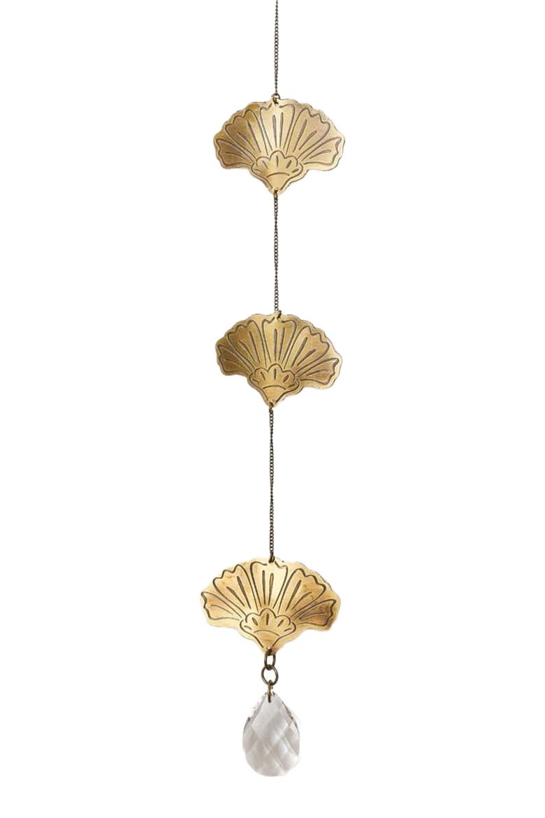 Surya Cascade Floral Engraved Brass Suncatcher, Main, color, Gold