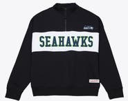 Mitchell & Ness Women's Mitchell & Ness  Black Seattle Seahawks Oversized Statement Quarter-Zip Sweatshirt