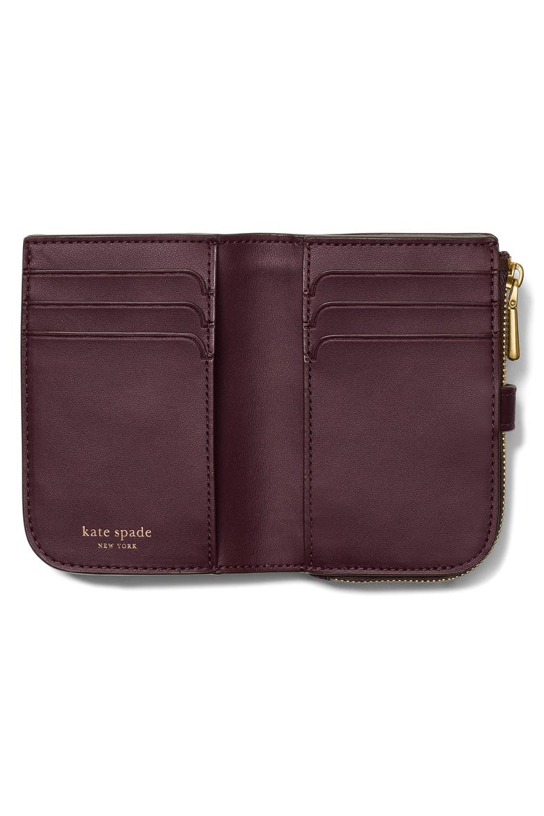 deco pebbled leather bifold wallet, Alternate, color, BLACKBERRY JAM