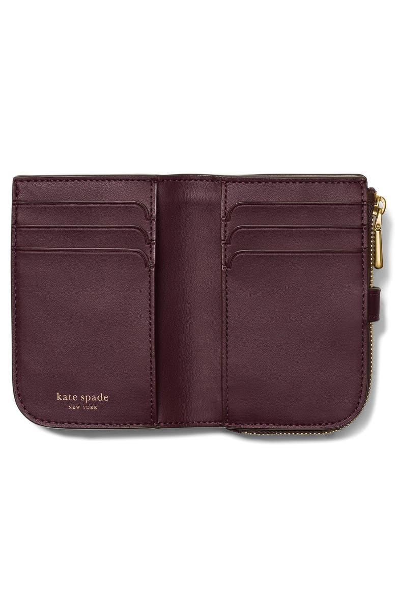 Kate Spade New York deco pebbled leather bifold wallet, Alternate, color, Blackberry Jam