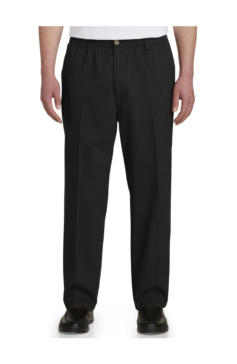 Harbor Bay by DXL Big & Tall Elastic-Waist Pants, Main, color, Black