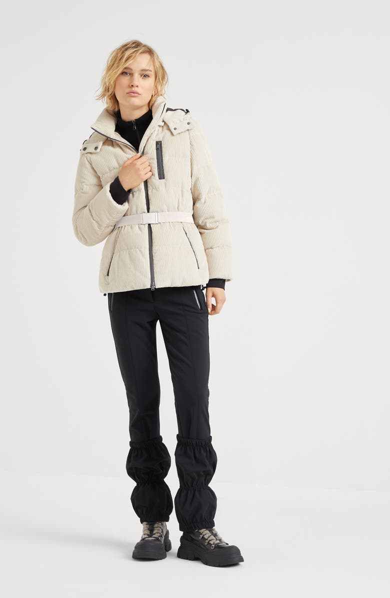 Brunello Cucinelli Sparkling cashmere and silk lightweight rib knit hooded sweater with shiny detail, Alternate, color, 