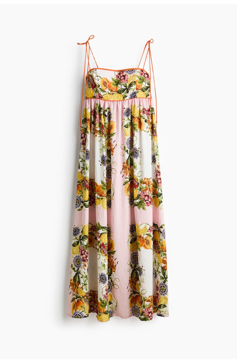 H&M Dress with tie shoulder straps, Alternate, color, Light Pink/Lemons