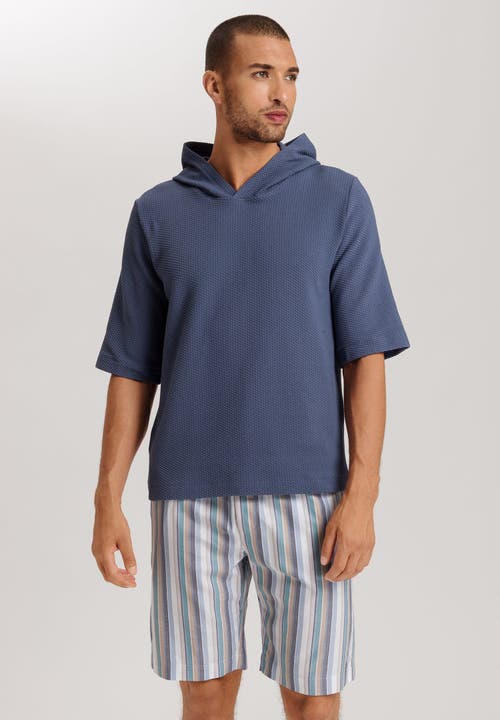 Hanro Smartwear Cotton Hoodie In Vintage Indigo
