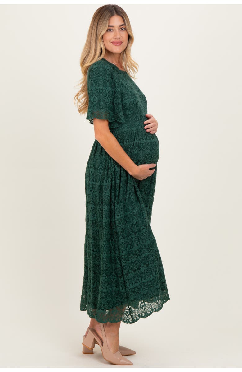PinkBlush Floral Lace Midi Dress, Alternate, color, Forest Green
