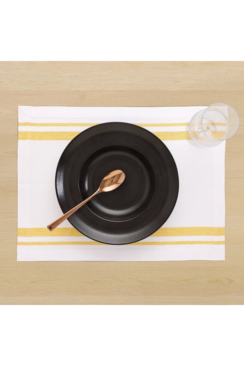 Linen Placemats Set of 4, 14 x 19" - French Stripe, Alternate, color, Yellow and White