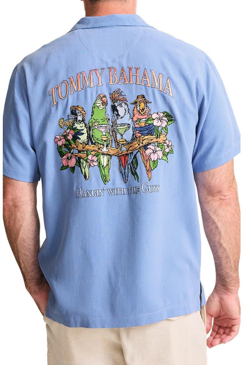 Hangin' with The Guys Embroidered Silk Camp Shirt, Alternate, color, FRENCH BLUE