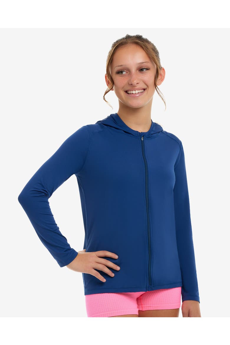 Kid's Long Sleeve Full Zip Hoodie Top with Sun and UV Protection, Alternate, color, Navy