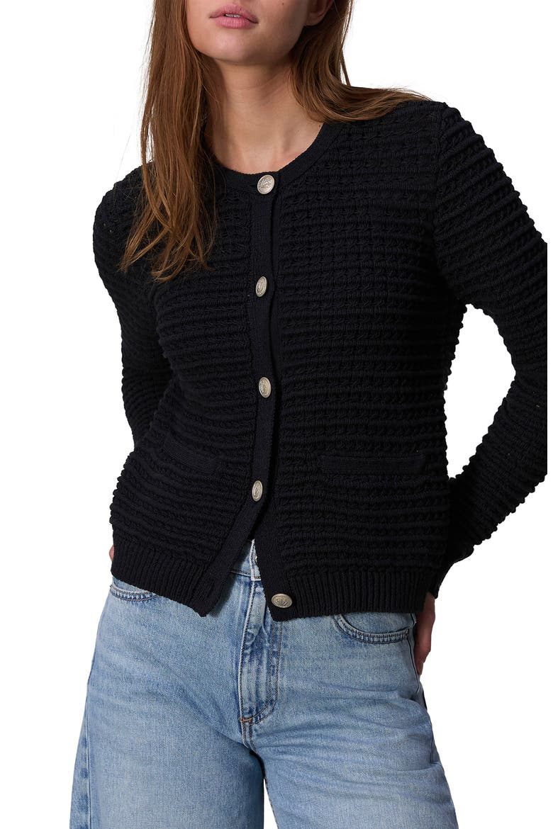 Marlee Open Stitch Cardigan, Alternate, color, BLACK
