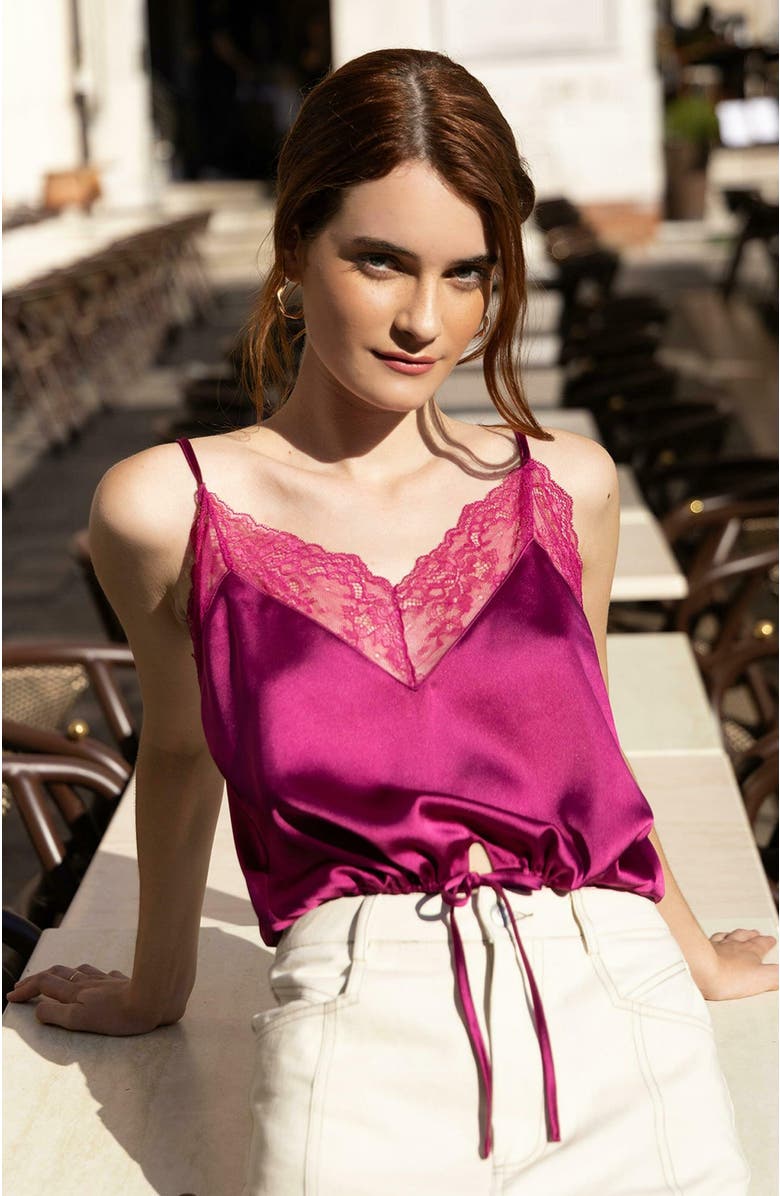 Belle & Bloom Friday Nights Lace Cami, Alternate, color, Fuchsia