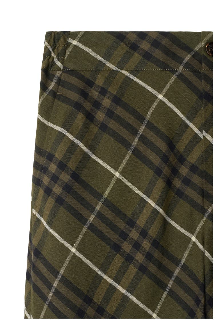 Check Linen Tailored Trousers, Alternate, color, Olive