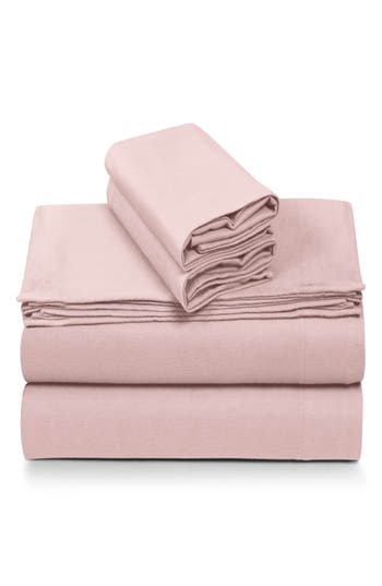 Azores Home Cotton Flannel Sheet Set In Pink