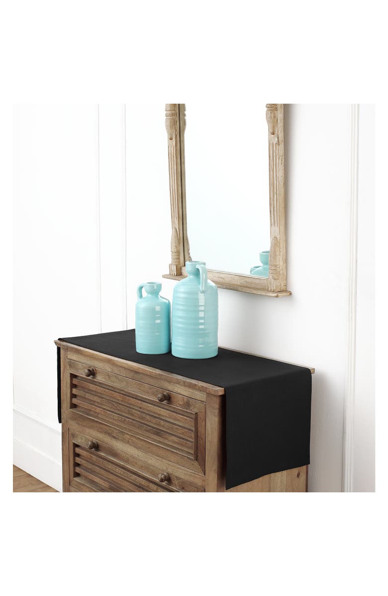 Solino Home Linen Table Runner for Dining Table, Holiday and Everyday Table Decor - Fete, Alternate, color, Black