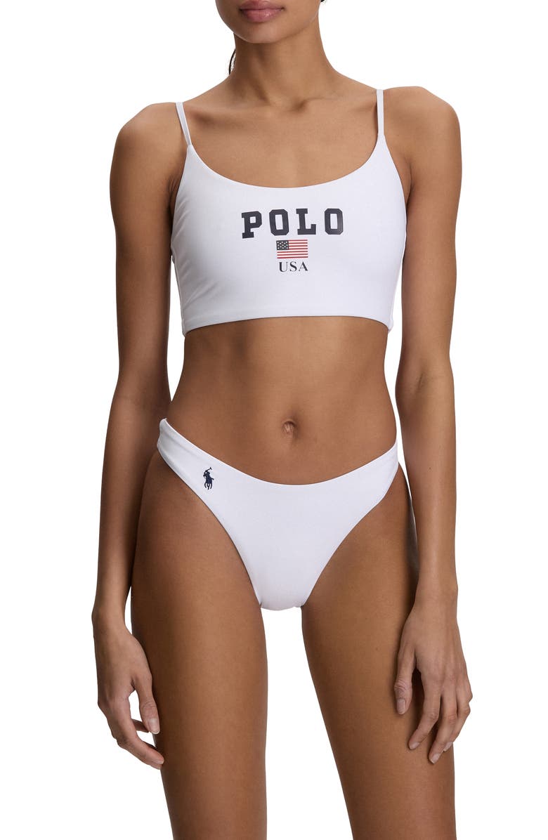 Polo Ralph Lauren Logo Crop Tankini Top, Alternate, color, White