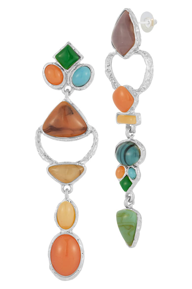 Asymmetric Resin Drop Earrings, Main, color, SILVER