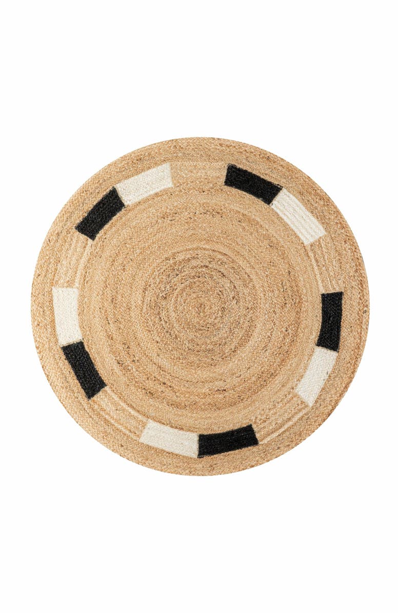 JONATHAN Y Porto Geometric Jute Circle Round Area Rug, Alternate, color, Natural/Cream/Black