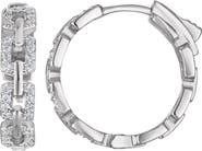 FZN Pavé Cubic Zirconia Link Huggie Hoop Earrings