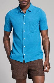 Billy Reid Textured Treme Knit Short Sleeve Button-Up Shirt