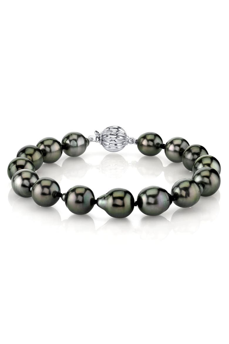 Tahitian South Sea Pearl Drop Shape Bracelet, Main, color, Black Pearls