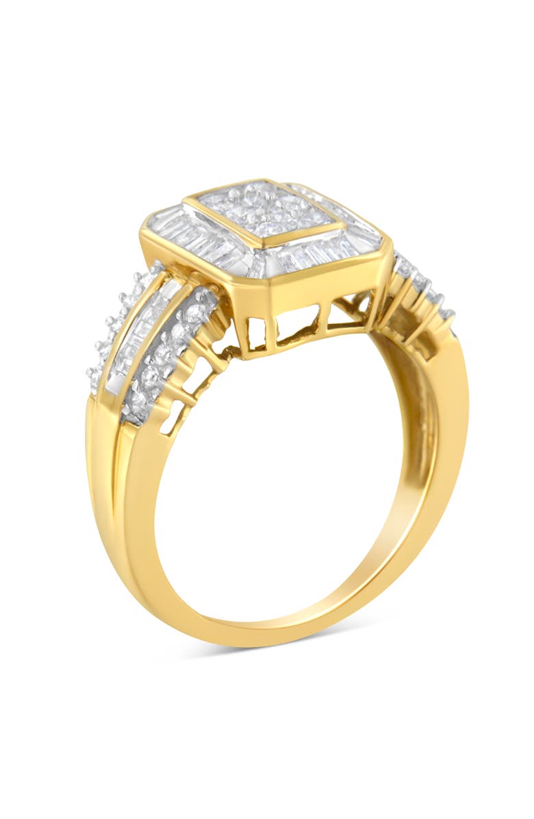 Haus of Brilliance 10K Yellow Gold 1.0Cttw Round and Baguette Diamond Cocktail Ring, Alternate, color, Yellow Gold