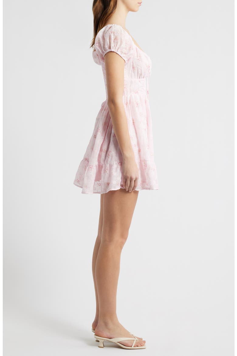 Embroidered Sweetheart Neck Minidress, Alternate, color, PINK DITSY