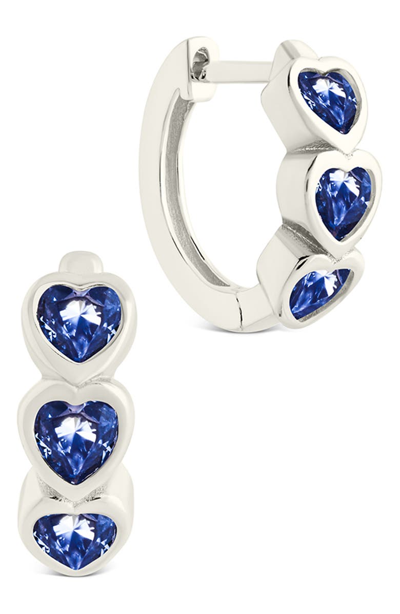 Sterling Forever Isobel Cubic Zirconia Heart Micro Huggie Hoop Earrings, Main, color, 