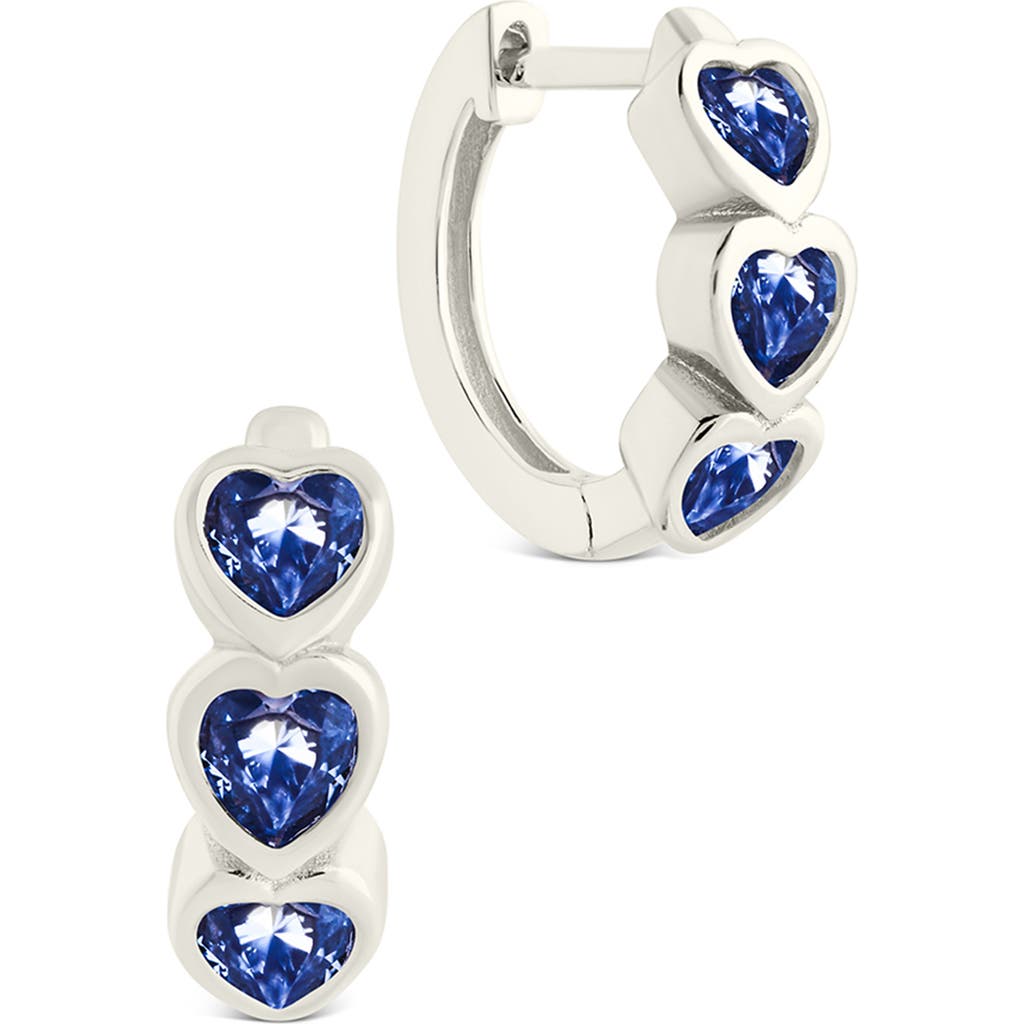 Sterling Forever Isobel Cubic Zirconia Hearty Micro Huggie Hoop Earrings In Silver