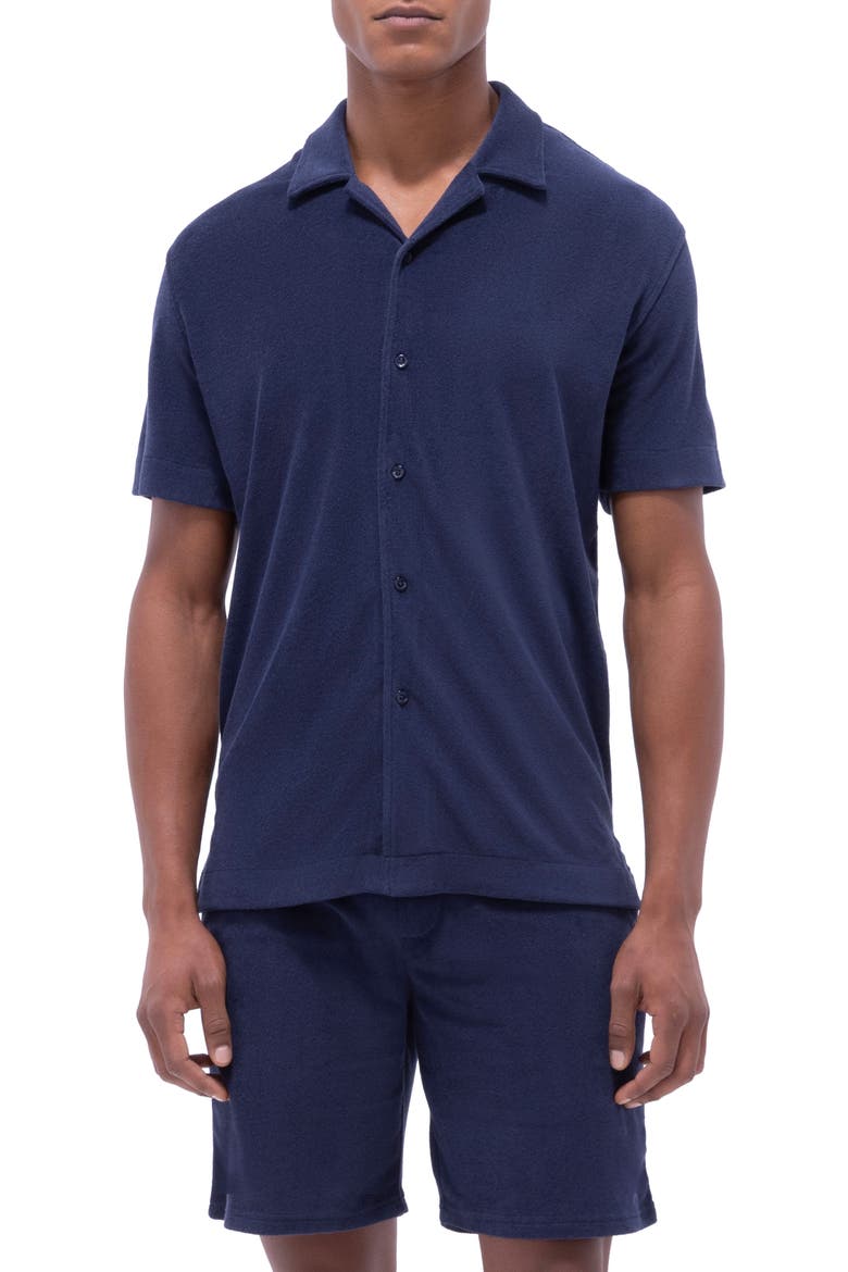 Terry Cloth Camp Shirt, Main, color, NAVY