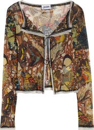Jean Paul Gaultier Re-Edition Butterfly Print Mesh Cardigan