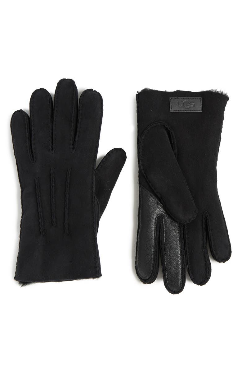UGG<sup>®</sup> UGG Genuine Shearling Gloves, Main, color, Black