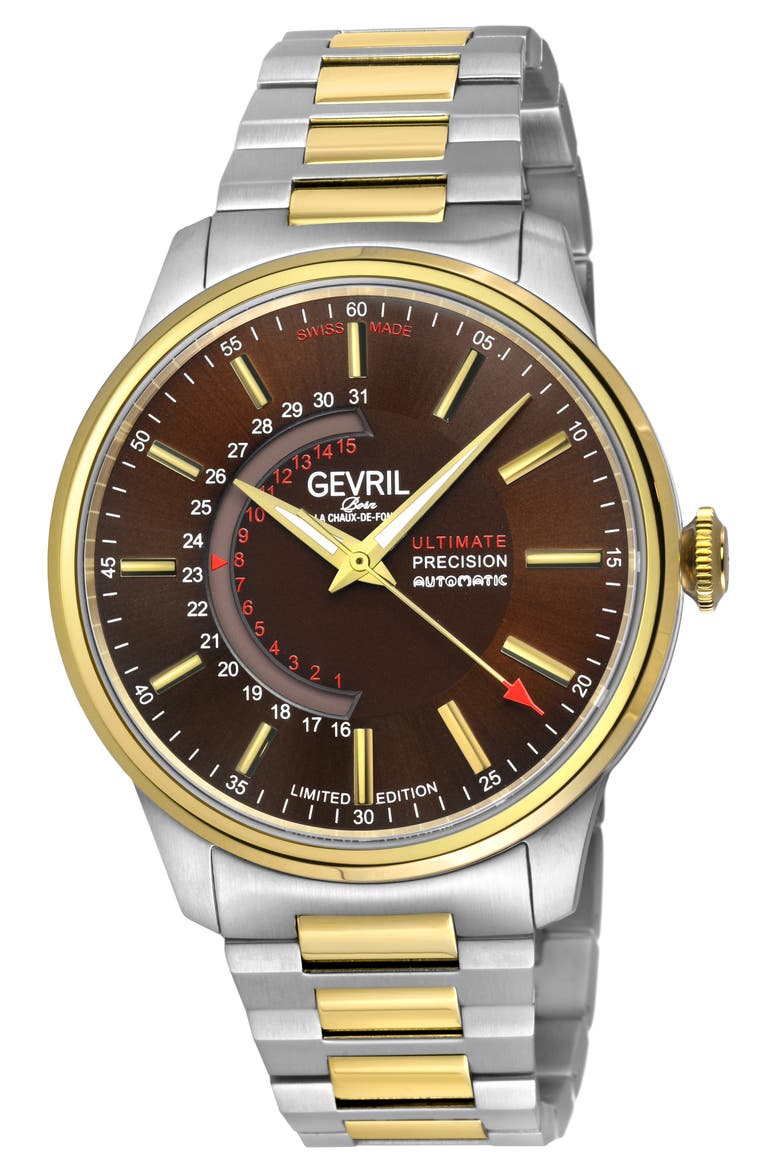 Guggenheim Automatic Bracelet Watch, 44mm, Main, color, TWO TONE STAINLESS STEEL