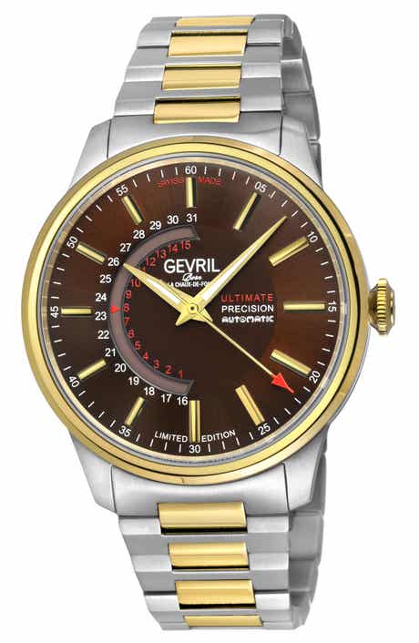 GEVRIL Guggenheim Automatic Bracelet Watch, 44mm