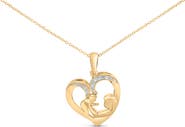 Haus of Brilliance Gold Vermeil Diamond Accent Mom and Child Heart Pendant Necklace