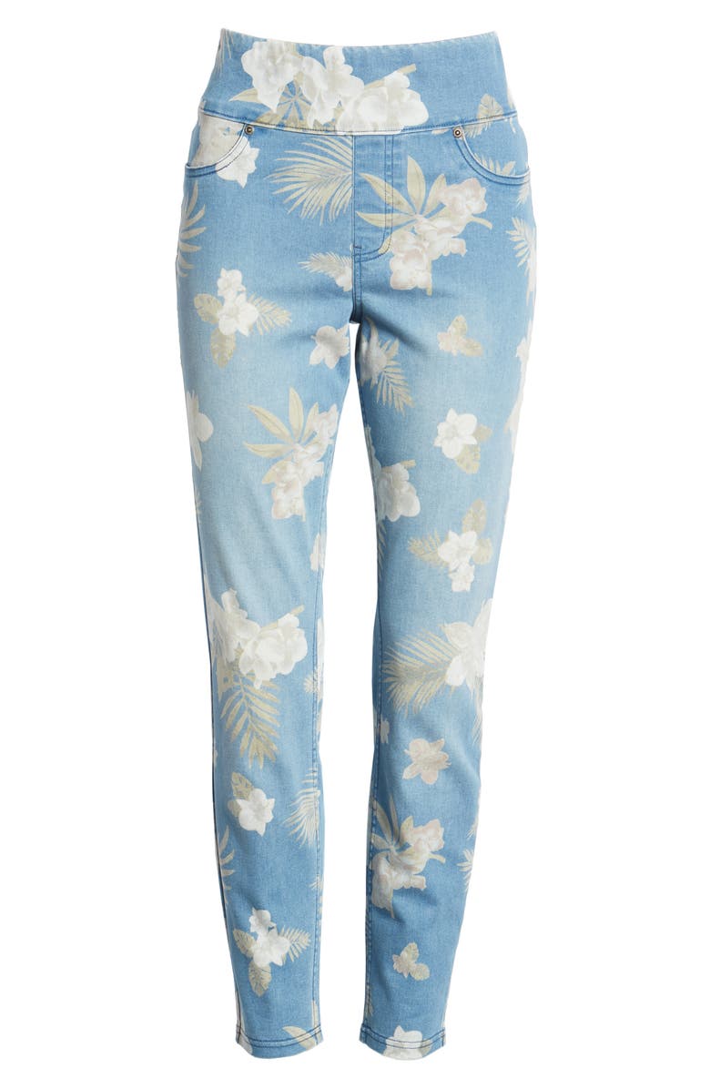Hue Tropical Orchid Denim Skimmer Leggings, Alternate, color, 