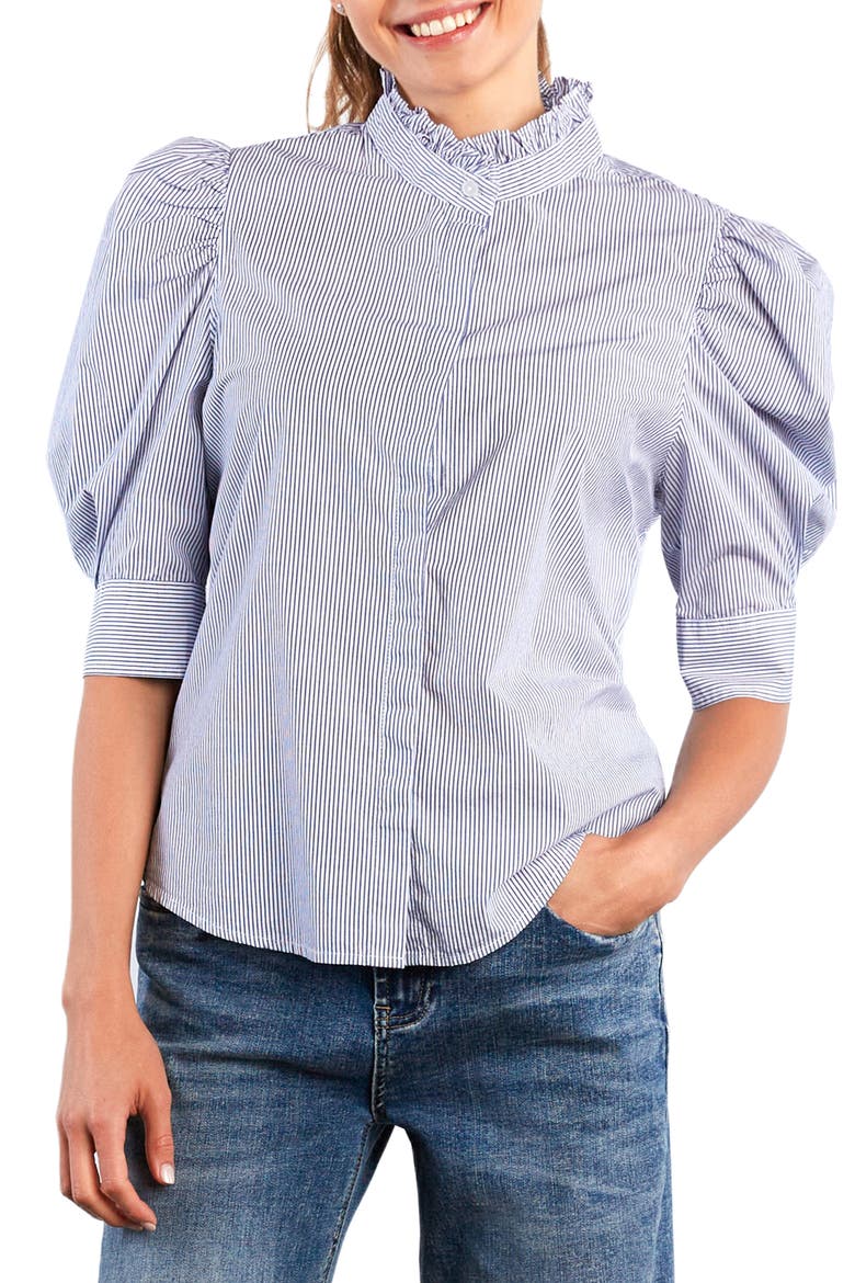 Super Puff Shirt, Main, color, SMOKE NAVY STRIPE