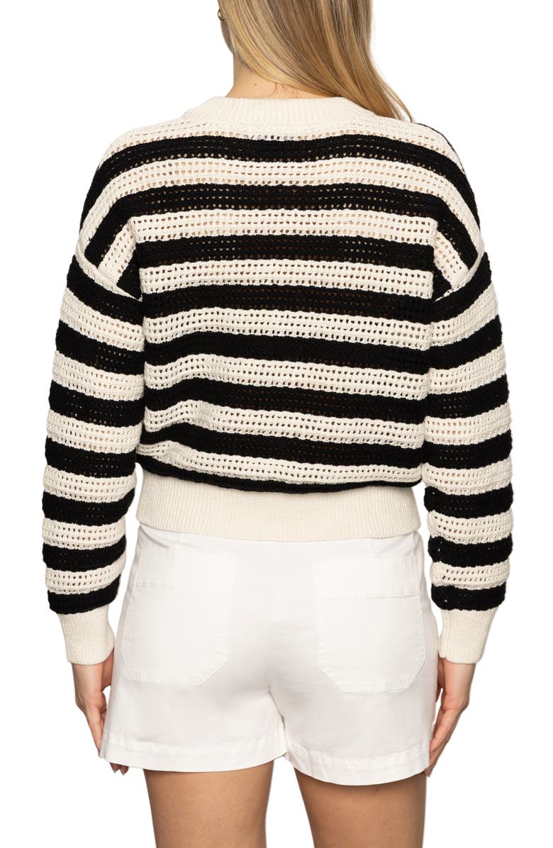 Sanctuary Stripe Open Stitch Cotton Bomber Cardigan, Alternate, color, 