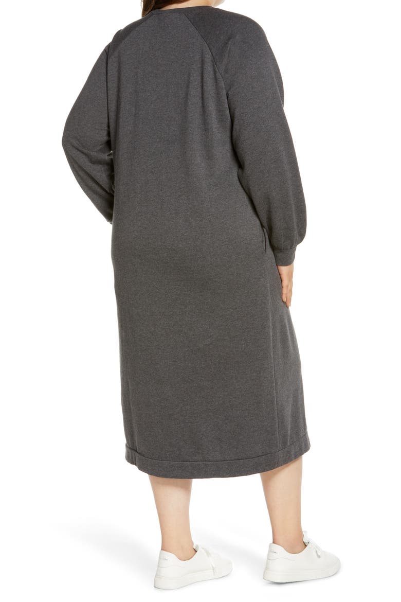 Sweatshirt Midi Dress, Alternate, color, GREY MEDIUM CHARCOAL HEATHER