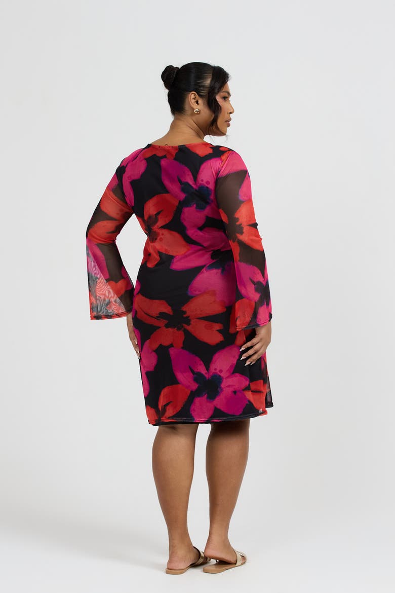 Bold Floral Print Mini Dress, Alternate, color, Pink
