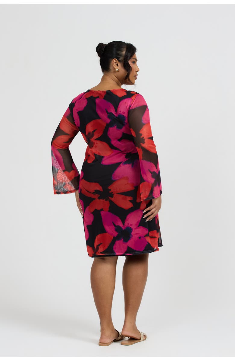 FASHION-SZN CURVE Bold Floral Print Mini Dress, Alternate, color, Pink