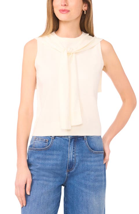 Tie Neck Sleeveless Sweater