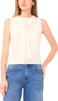Vince Camuto Tie Neck Sleeveless Sweater