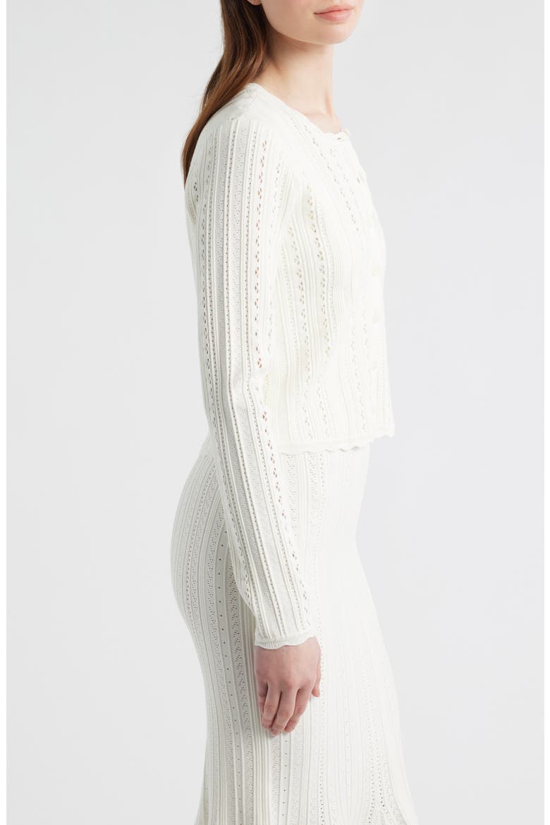 Peridot Pointelle Knit Cardigan, Alternate, color, WHITE TEA