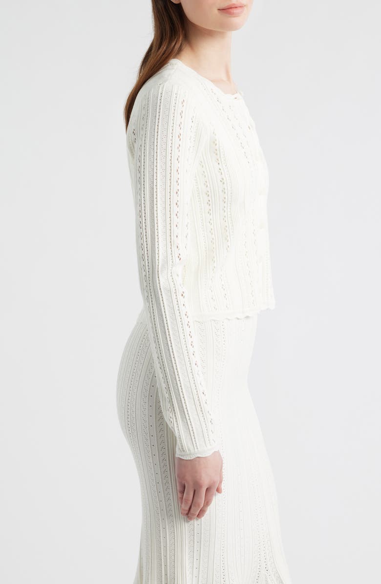 LoveShackFancy Peridot Pointelle Knit Cardigan, Alternate, color, 