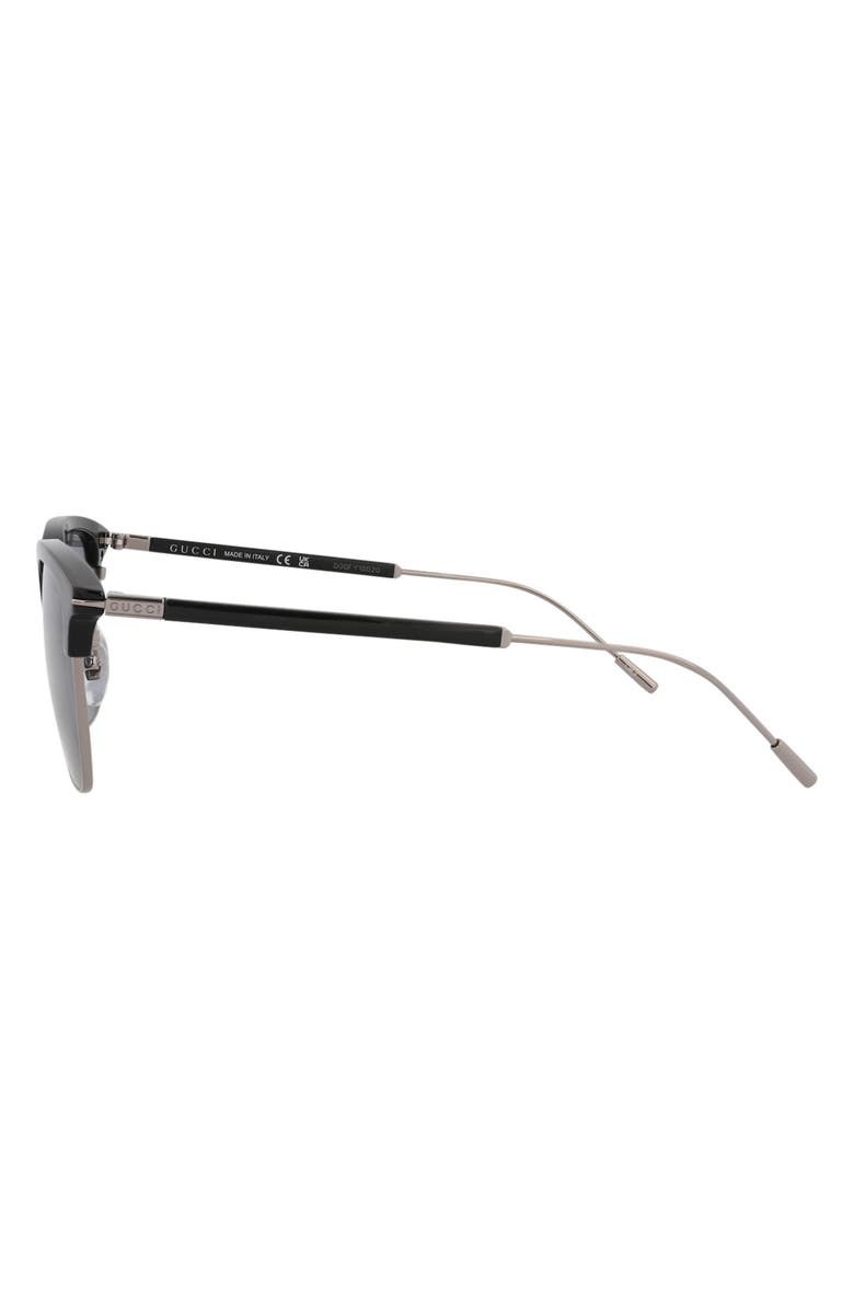 Gucci 56mm Square Sunglasses, Alternate, color, Black Ruthenium Blue