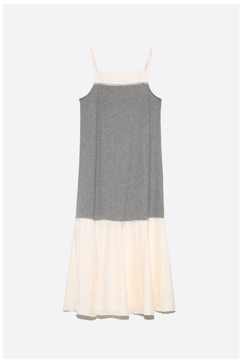 A-line Two-Material Midi Dress, Alternate, color, MELANGE GREY