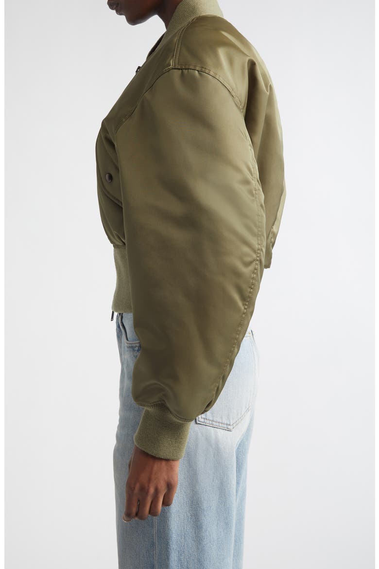 Crop Bomber Jacket, Alternate, color, KAKI