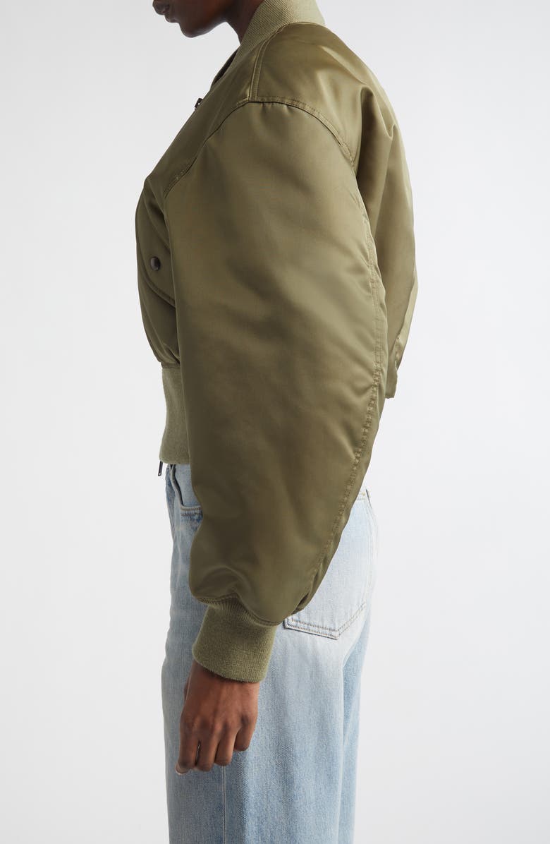Saint Laurent Crop Bomber Jacket, Alternate, color, Kaki